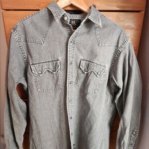 Ralph Lauren Gray Striped Men's Western Cut Heavy Duty Shirt